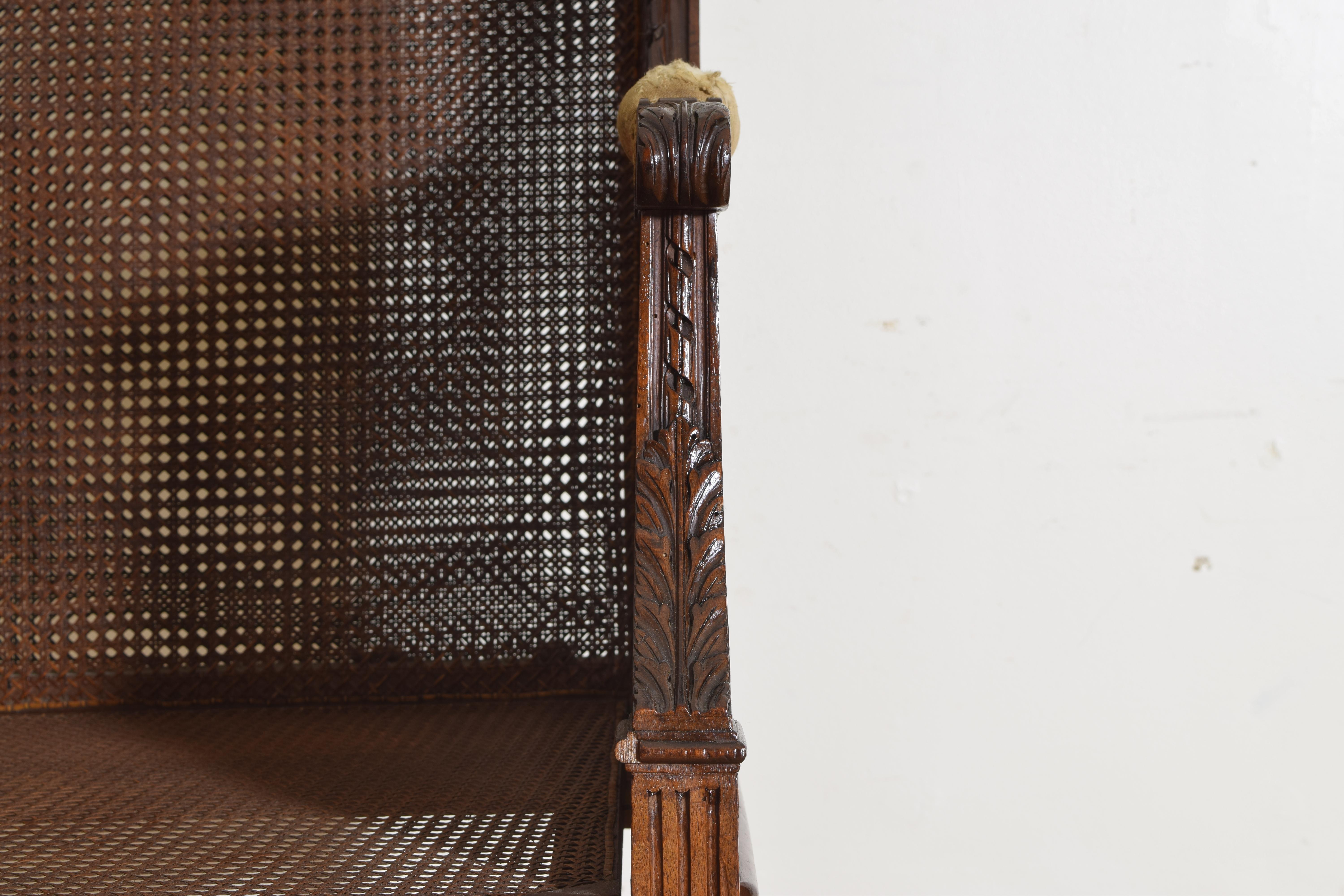Pair Italian, Piemontese, Carved Walnut and Caned Begeres, 3rdq 19th Century 4