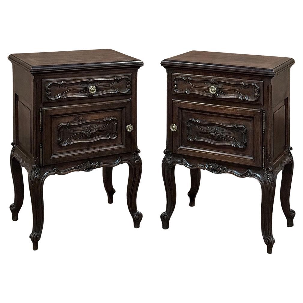 Pair Italian Piemontese Walnut Nightstands ~ End Tables For Sale