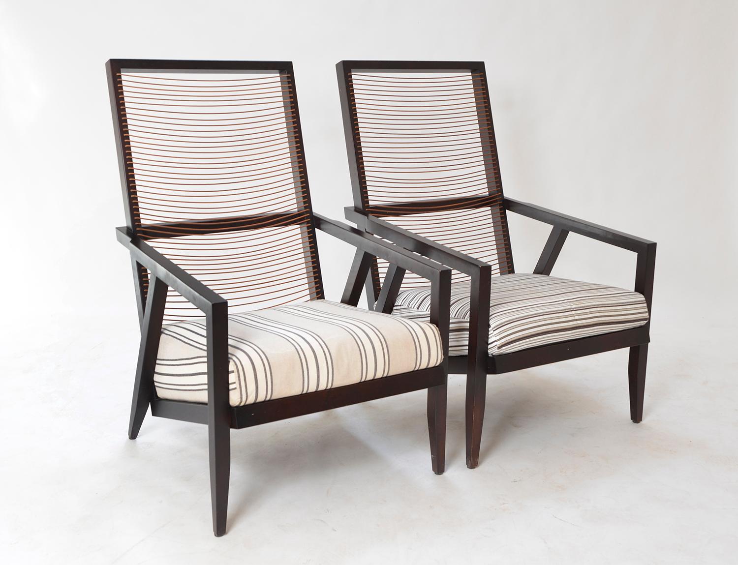 Pair Italian Pierantonio Bonacina ‘Astoria HB’ Wood Leather Lounge Chairs 1990s 4