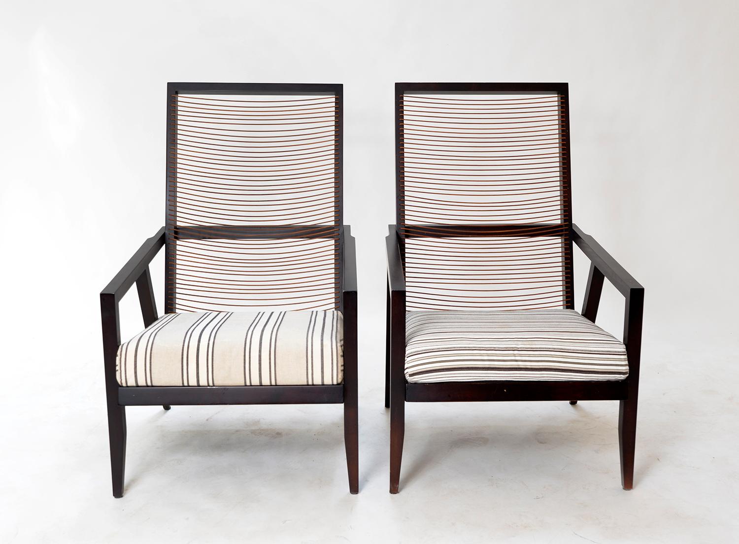 Pair Italian Pierantonio Bonacina ‘Astoria HB’ Wood Leather Lounge Chairs 1990s 5