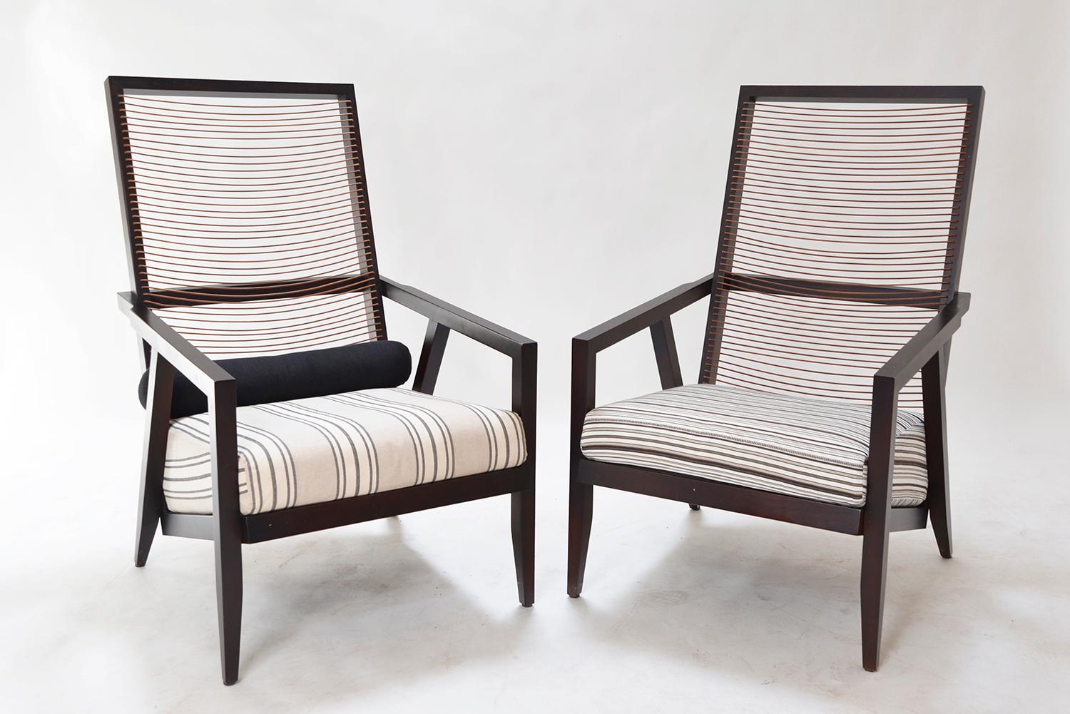 Pair Italian Pierantonio Bonacina ‘Astoria HB’ Wood Leather Lounge Chairs 1990s 6