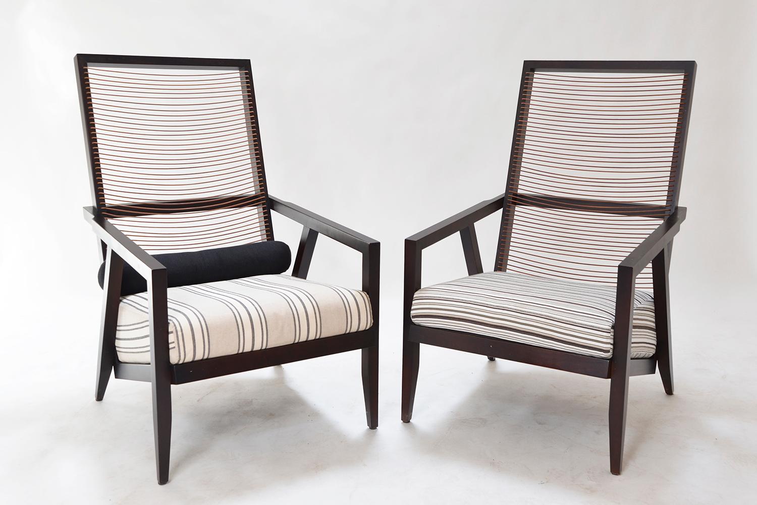 Pair Italian Pierantonio Bonacina ‘Astoria HB’ Wood Leather Lounge Chairs 1990s 7