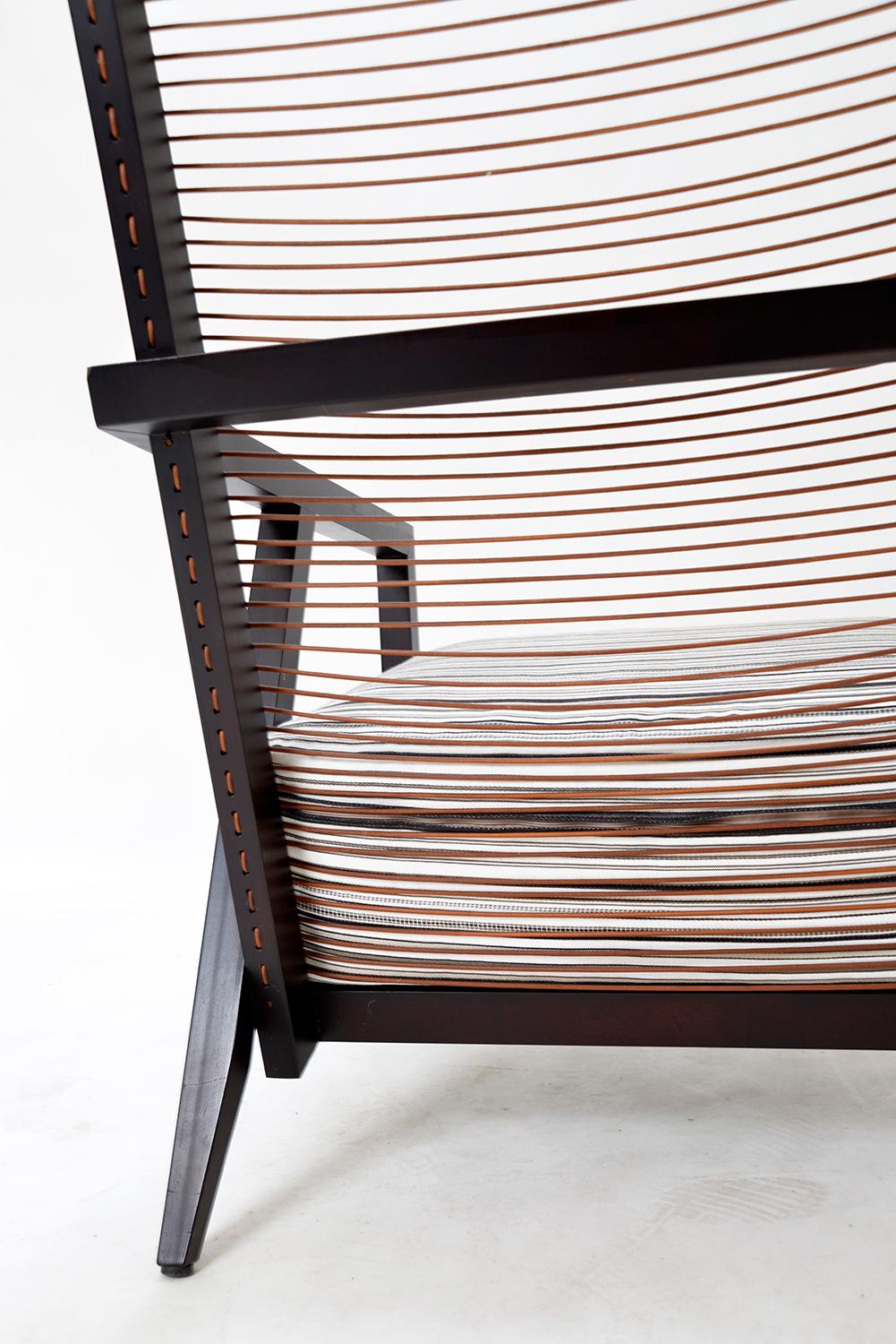 Pair Italian Pierantonio Bonacina ‘Astoria HB’ Wood Leather Lounge Chairs 1990s 9