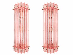 Pair Italian Pink Wall Sconce, Venini Style Murano, 1990s