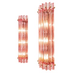 Pair Italian Pink Wall Sconce, Venini Style Murano, 1990s
