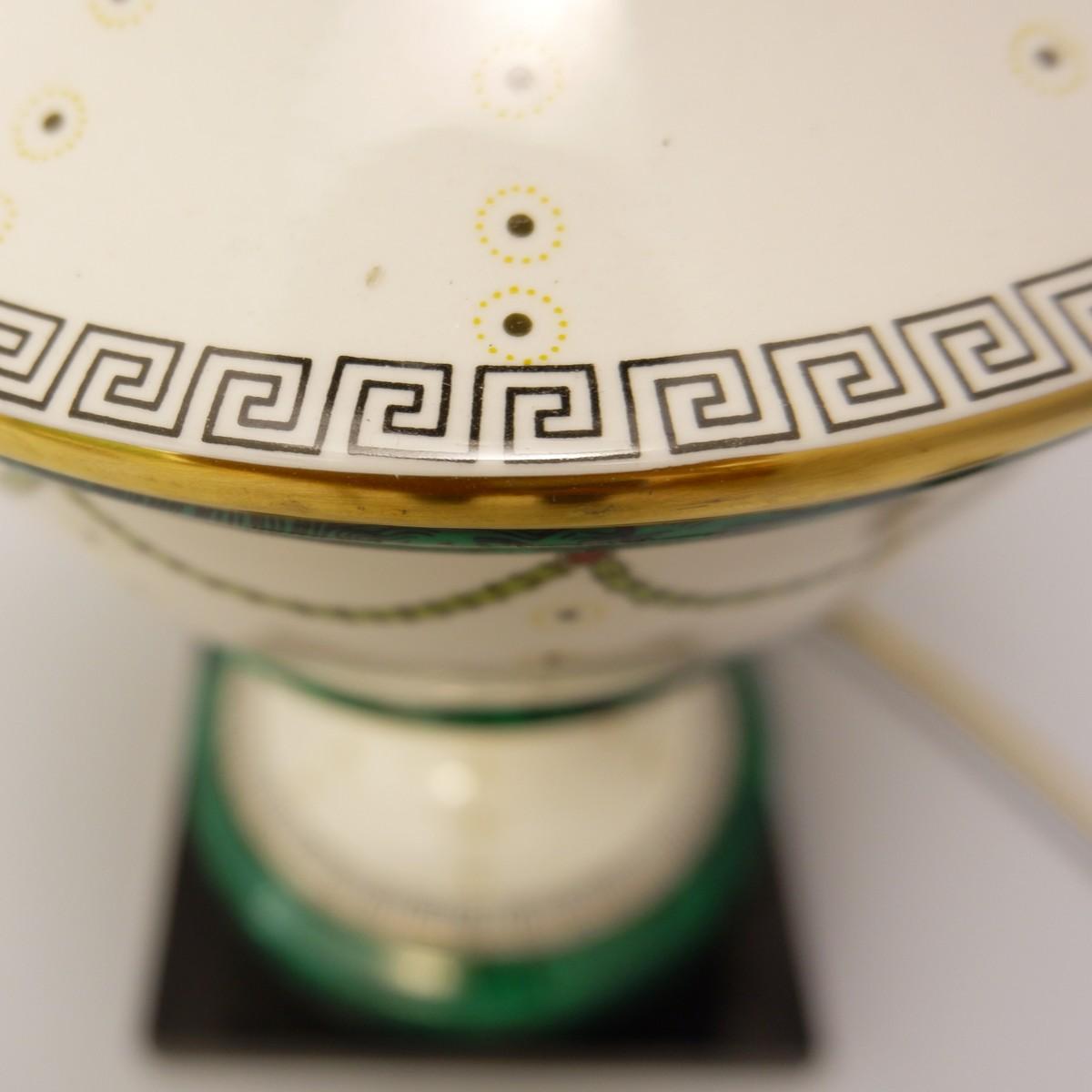 Mid-Century Modern Pair of Italian Porcelain Table Lamps by Giulia Mangani of Neoclassical Urn Form