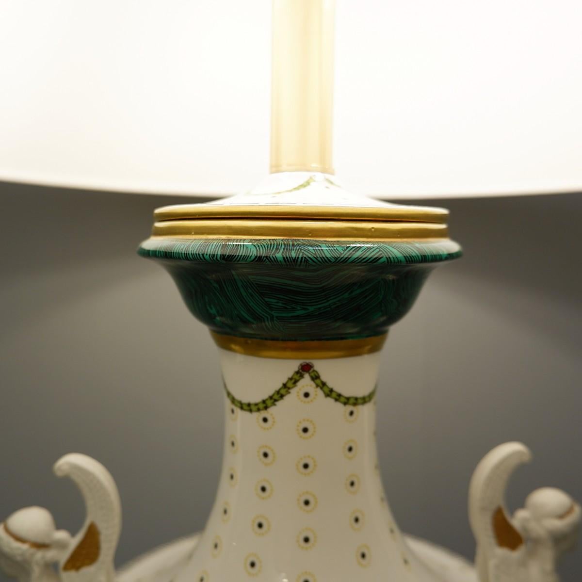 Mid-20th Century Pair of Italian Porcelain Table Lamps by Giulia Mangani of Neoclassical Urn Form