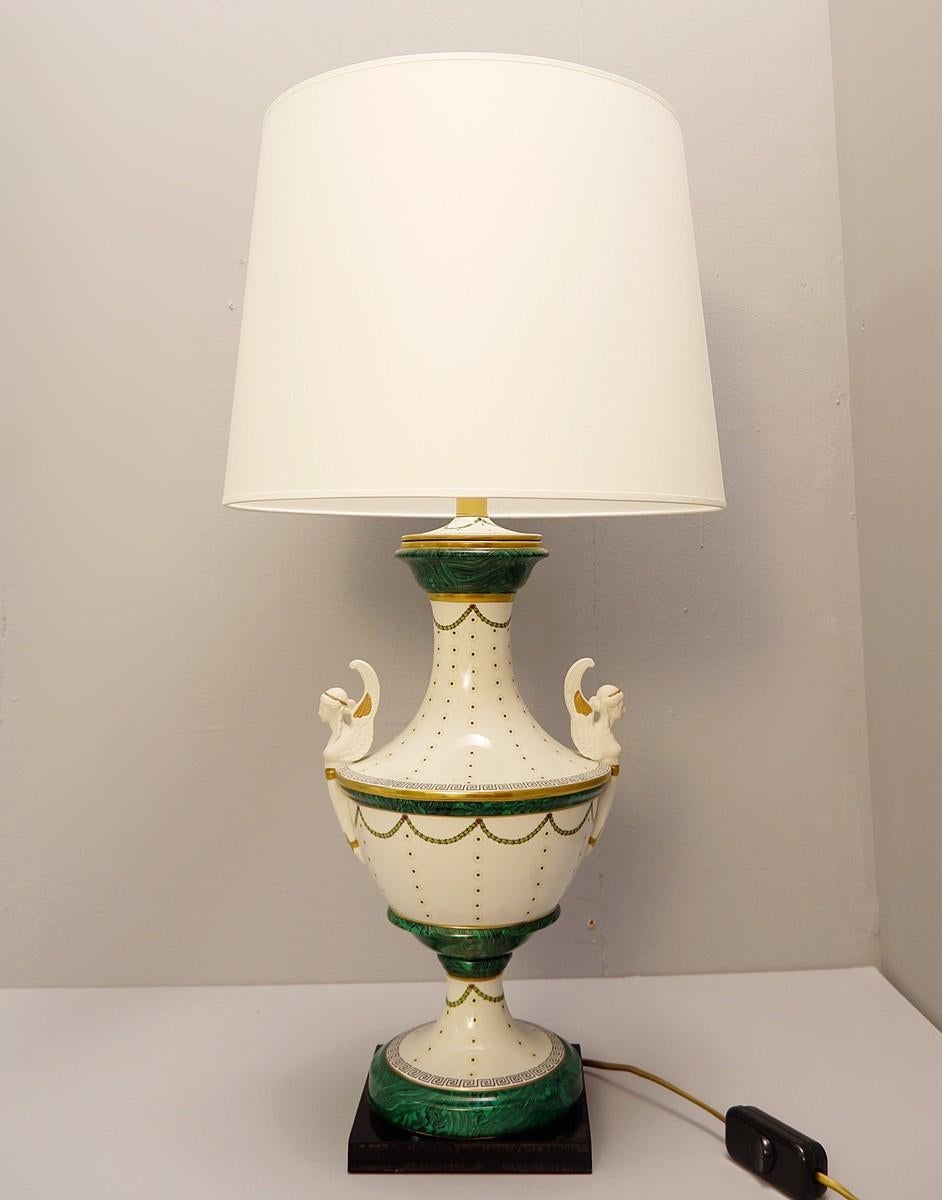 Pair of Italian Porcelain Table Lamps by Giulia Mangani of Neoclassical Urn Form 3