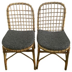 Pair Italian Rattan Side Chairs