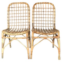 Coppia di sedie in rattan italiano