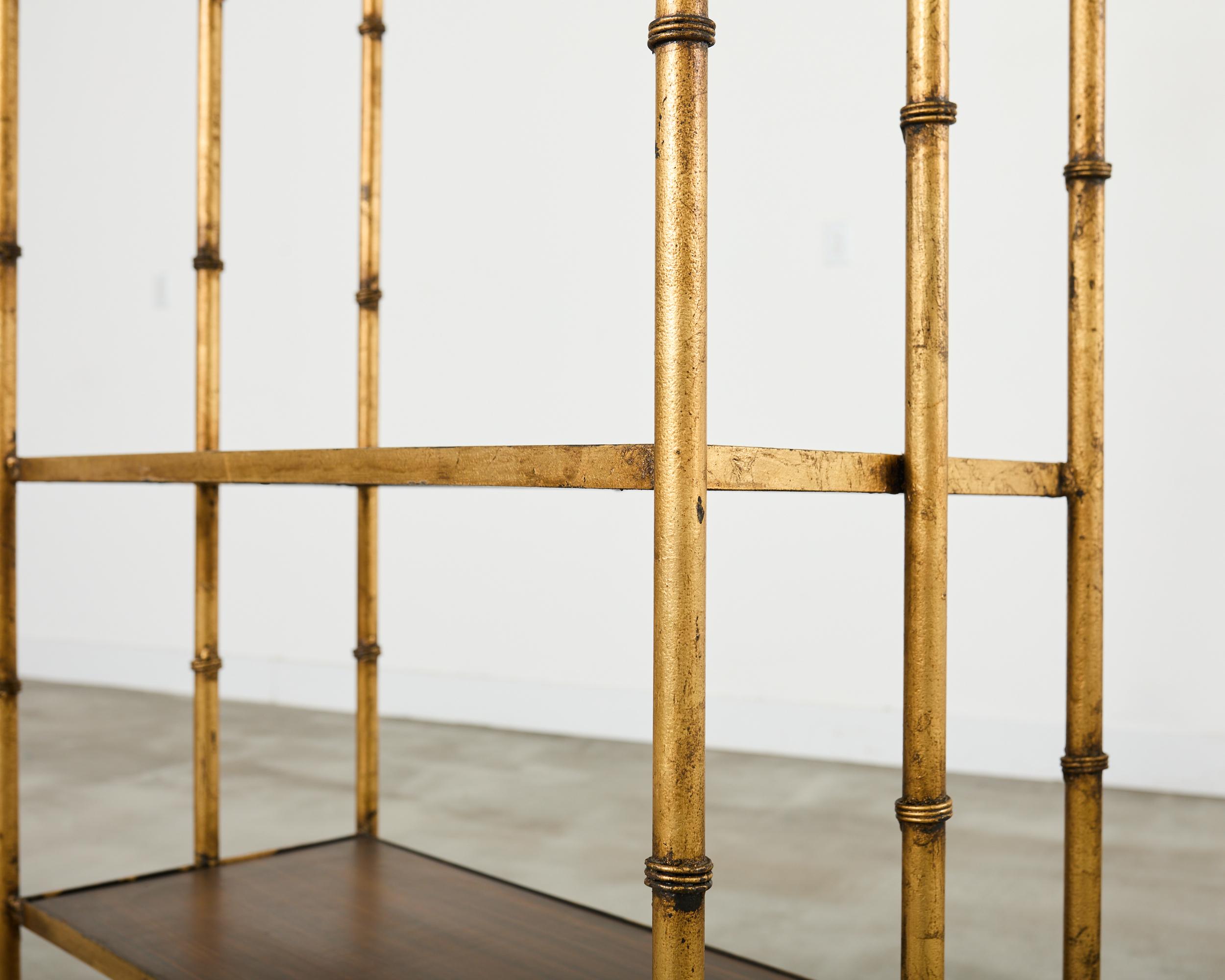 Pair Italian Regency Faux Bamboo Iron Etagere Shelves For Sale 5