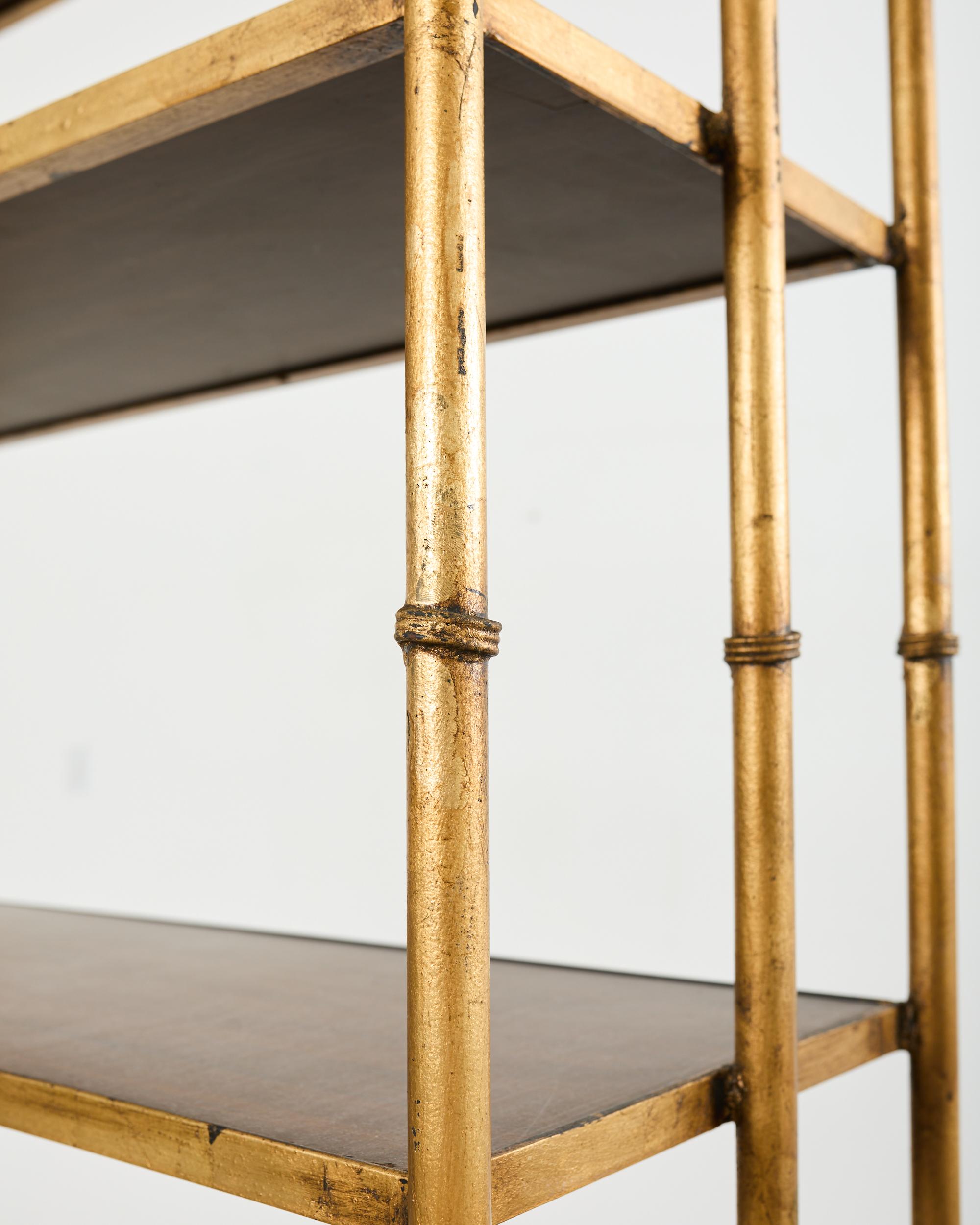 Pair Italian Regency Faux Bamboo Iron Etagere Shelves For Sale 6