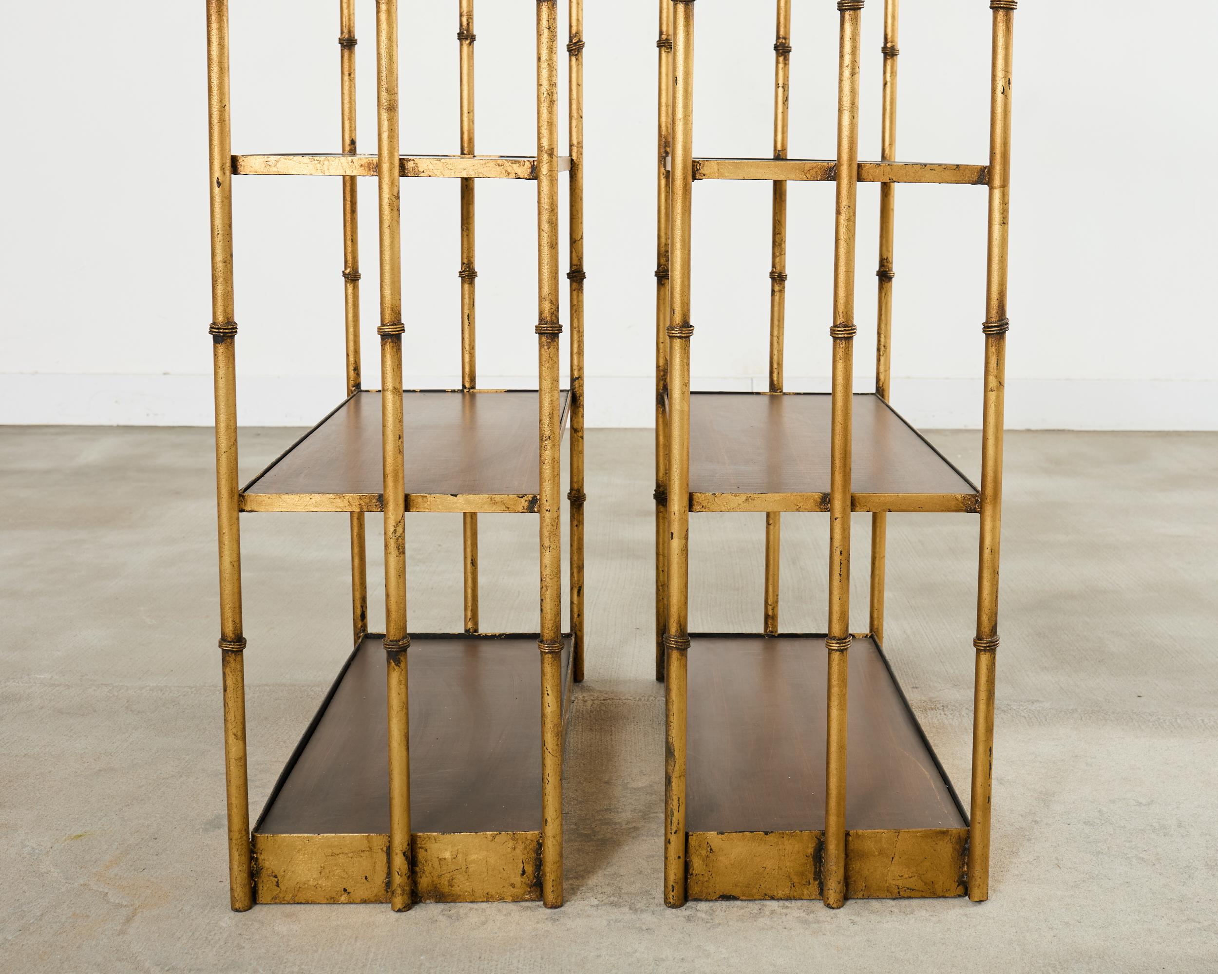 Pair Italian Regency Faux Bamboo Iron Etagere Shelves For Sale 9
