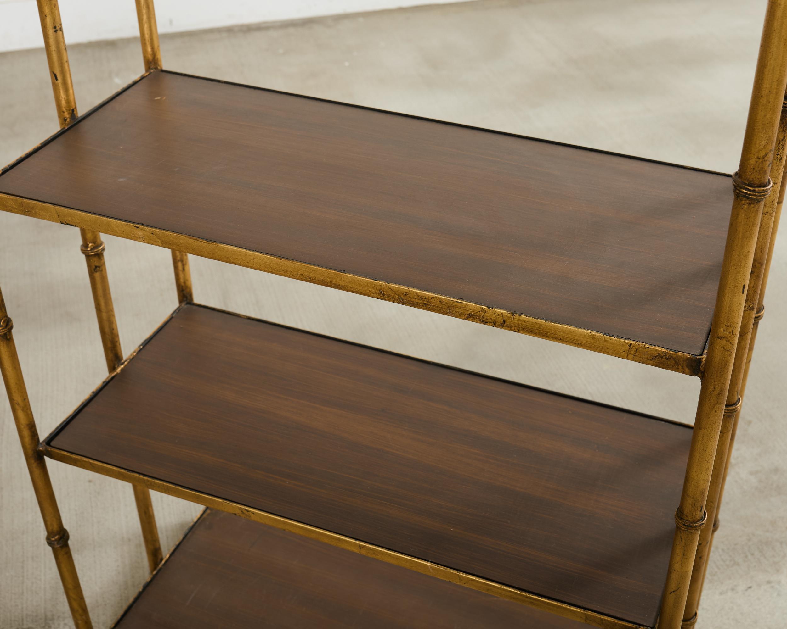 Pair Italian Regency Faux Bamboo Iron Etagere Shelves For Sale 11