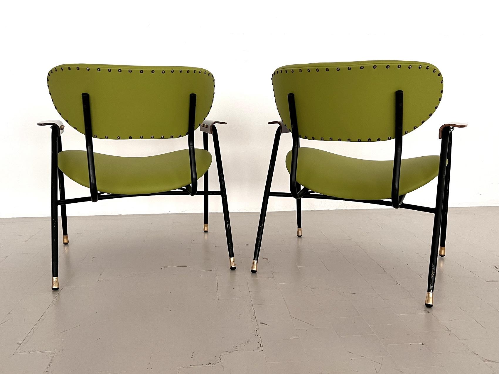 Pair Italian Lounge Chairs by Gastone Rinaldi, 1960s, Reupholstered Set of two For Sale 7