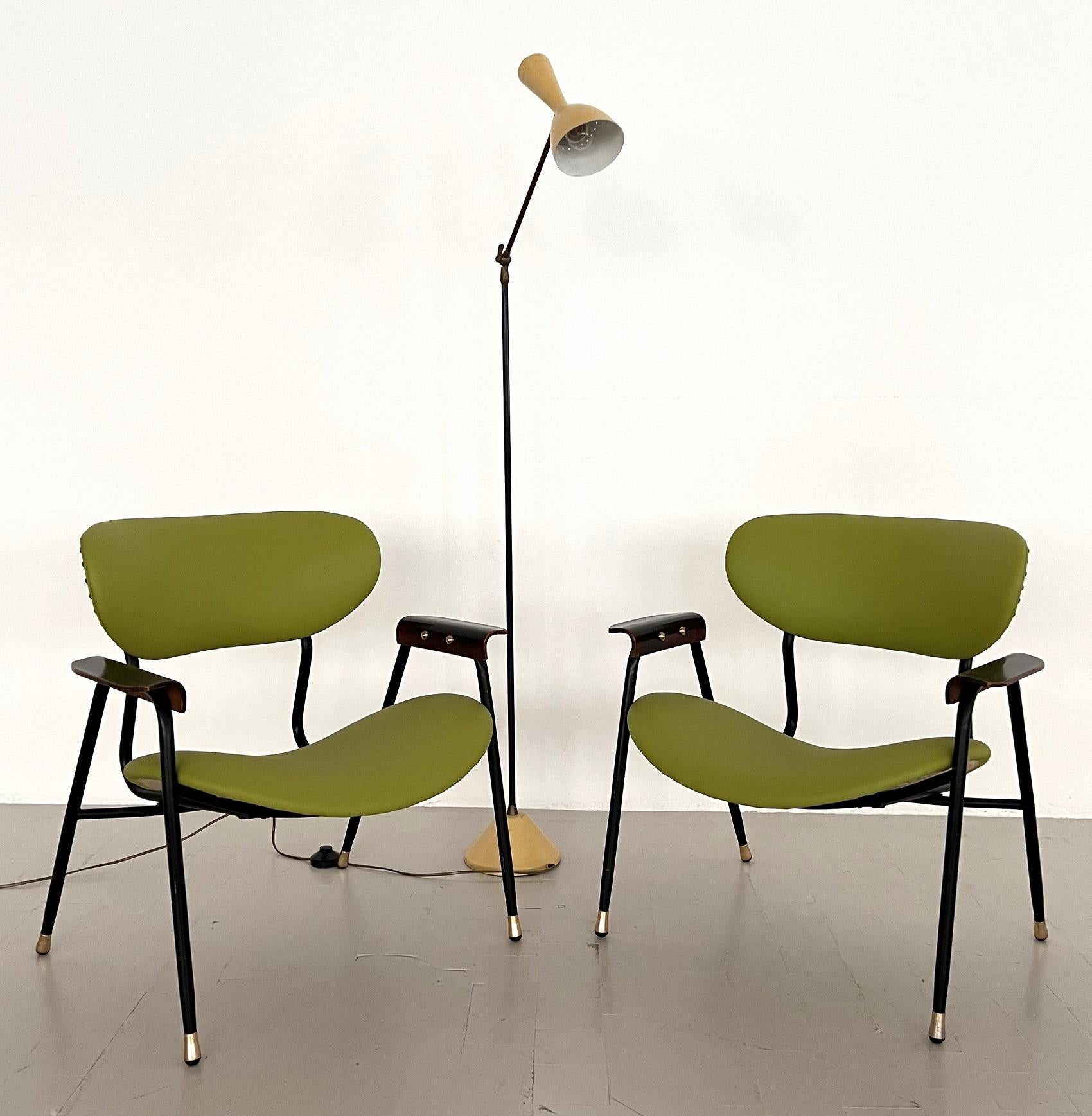 Pair Italian Lounge Chairs by Gastone Rinaldi, 1960s, Reupholstered Set of two For Sale 10