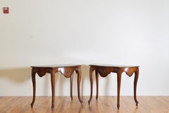 Pair Italian Rococo Period Boldy Shaped Walnut Console Tables, mid 18th century