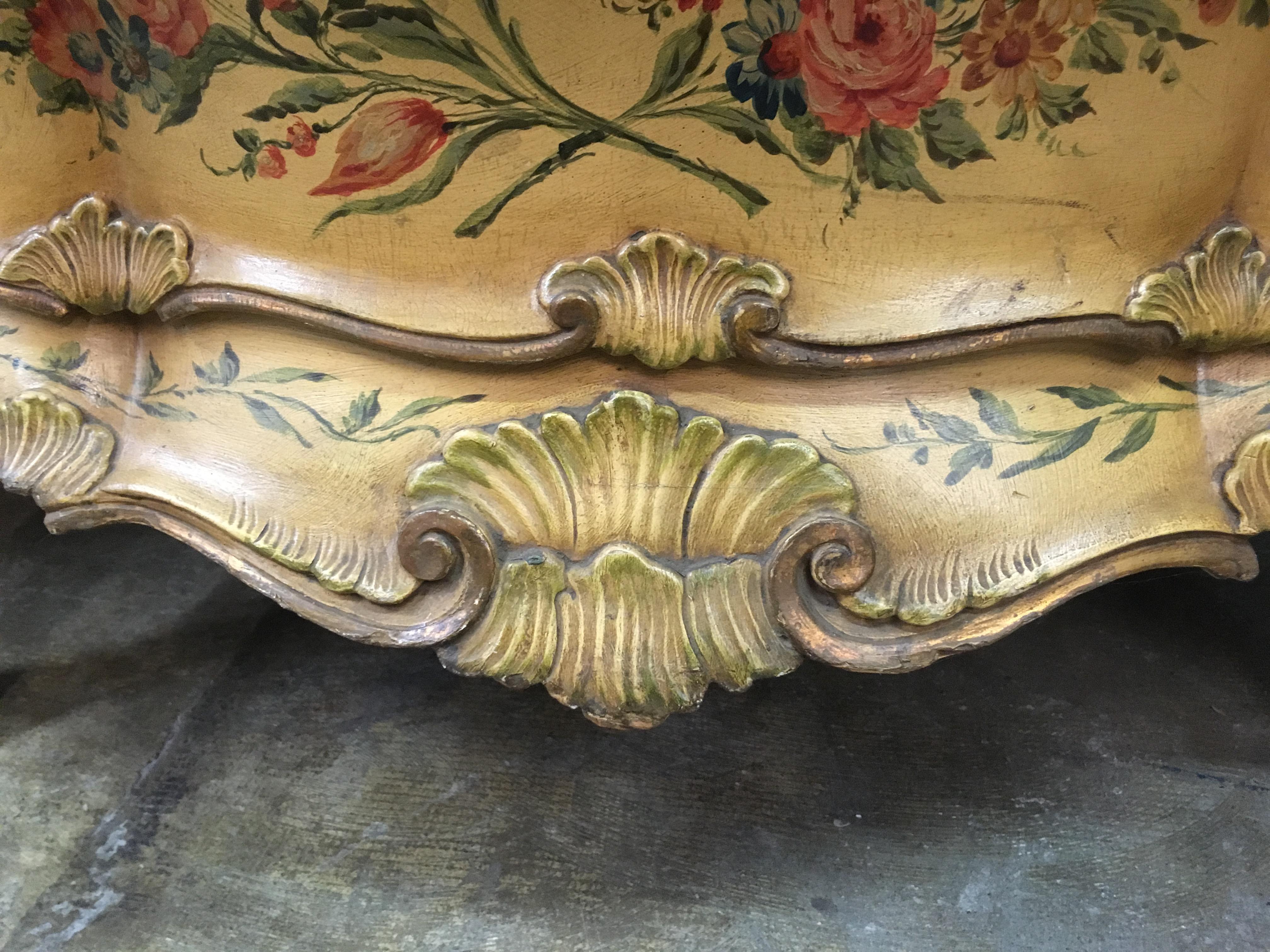 Pair of Italian Rococo Style Hand Painted Commodes, Late 19th Century 1