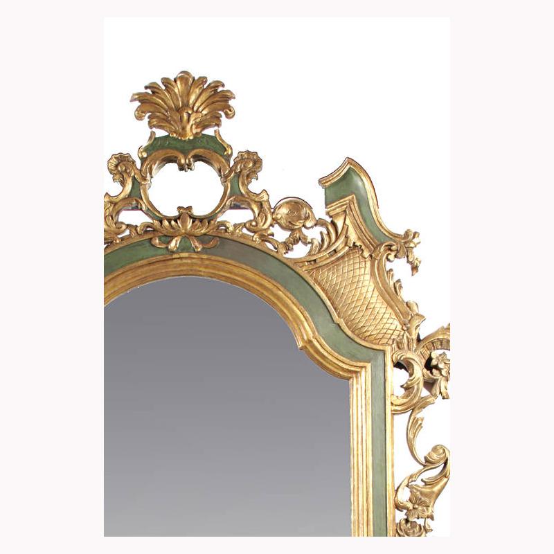 Pair of Italian Rococo Style Painted Mirrors In Good Condition In Cypress, CA