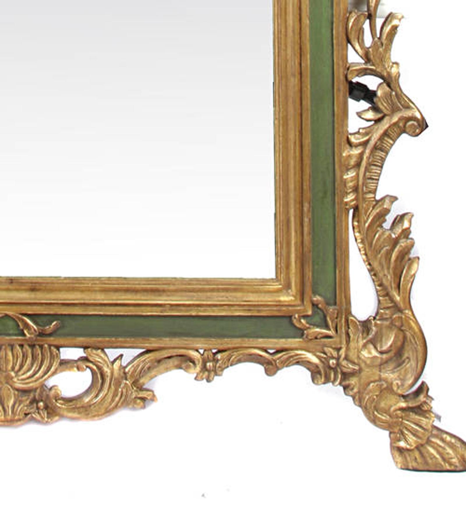 Wood Pair of Italian Rococo Style Painted Mirrors