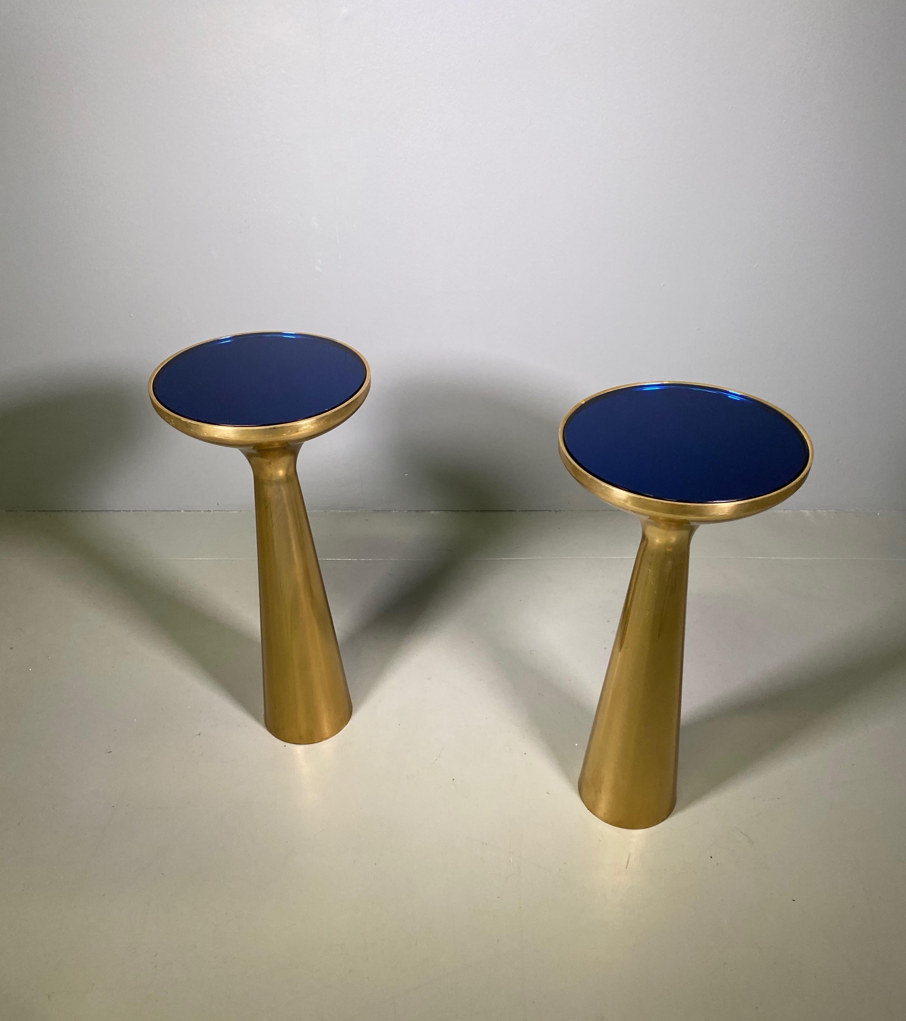 Pair of Italian Side Table in Brass and Top Glass Mid-Century Modern In Excellent Condition In Rovereta, SM