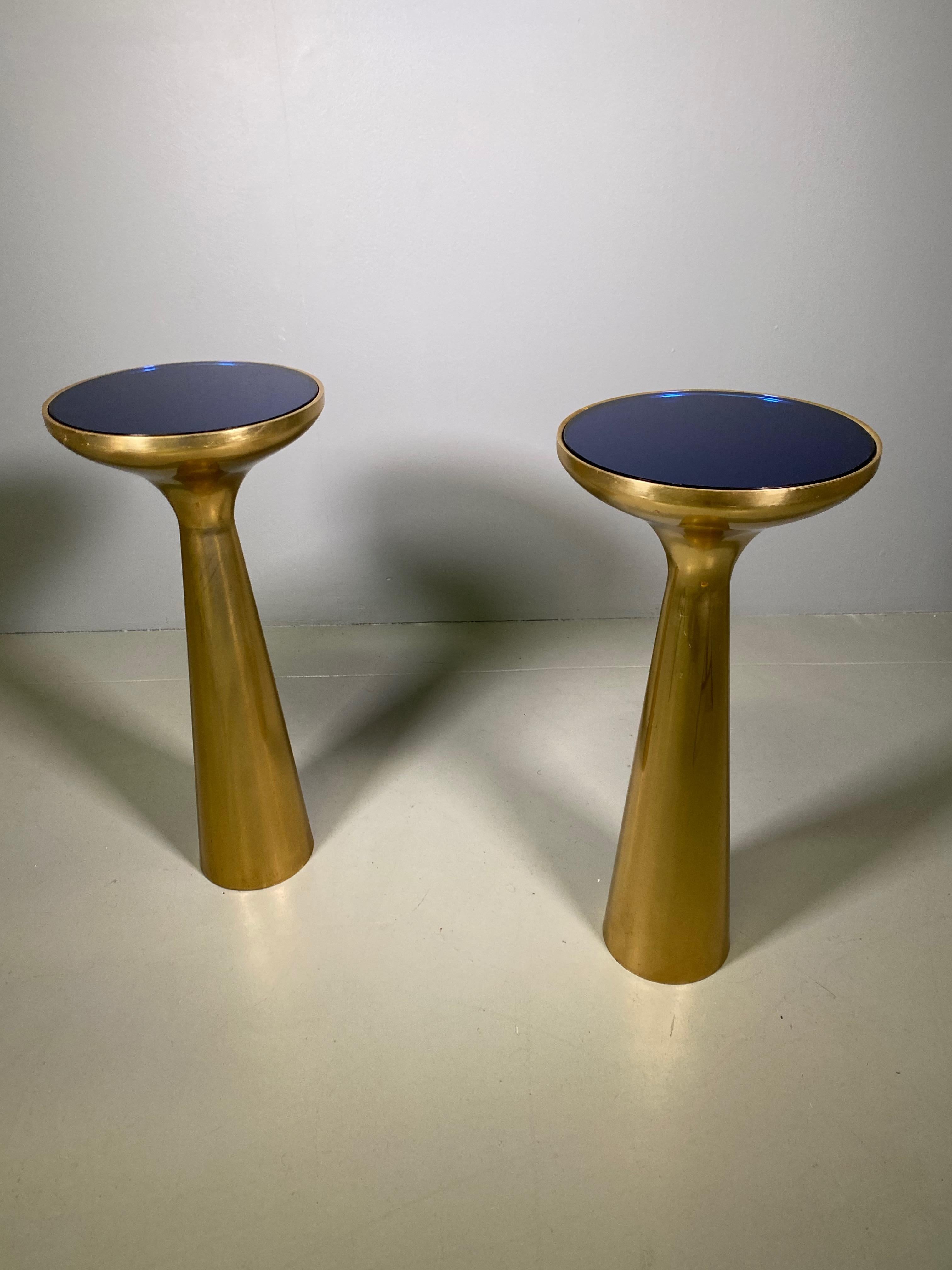 20th Century Pair of Italian Side Table in Brass and Top Glass Mid-Century Modern