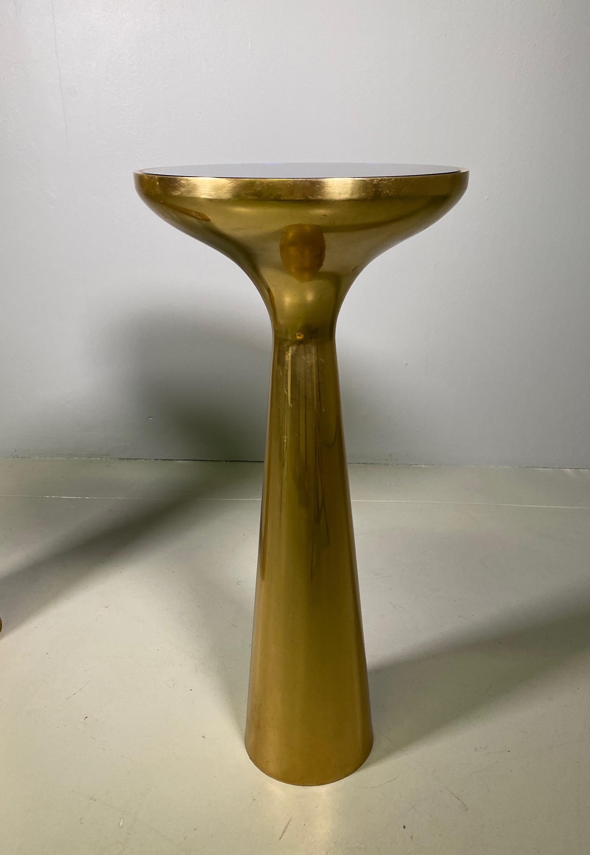 Pair of Italian Side Table in Brass and Top Glass Mid-Century Modern 1