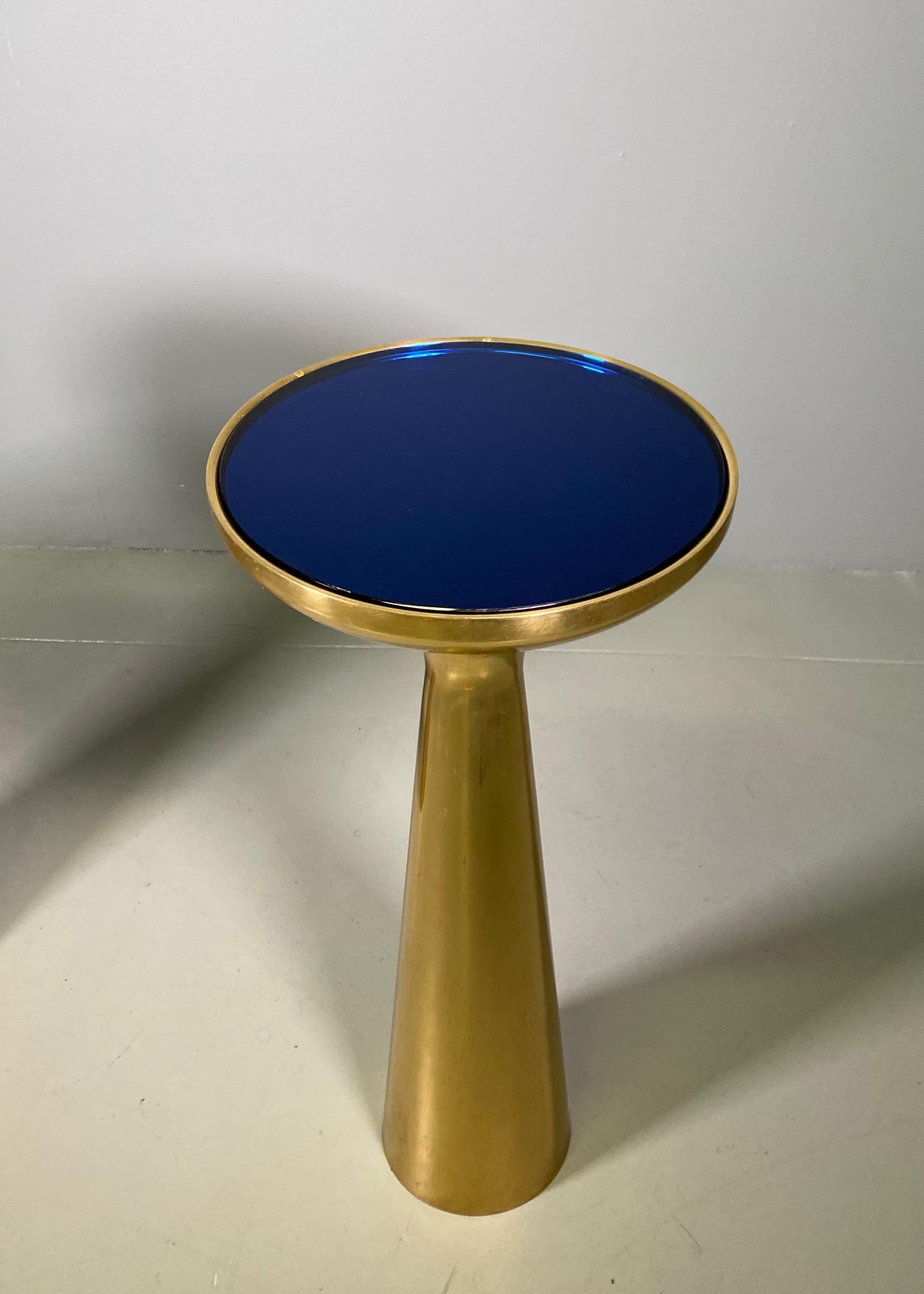 Pair of Italian Side Table in Brass and Top Glass Mid-Century Modern 2