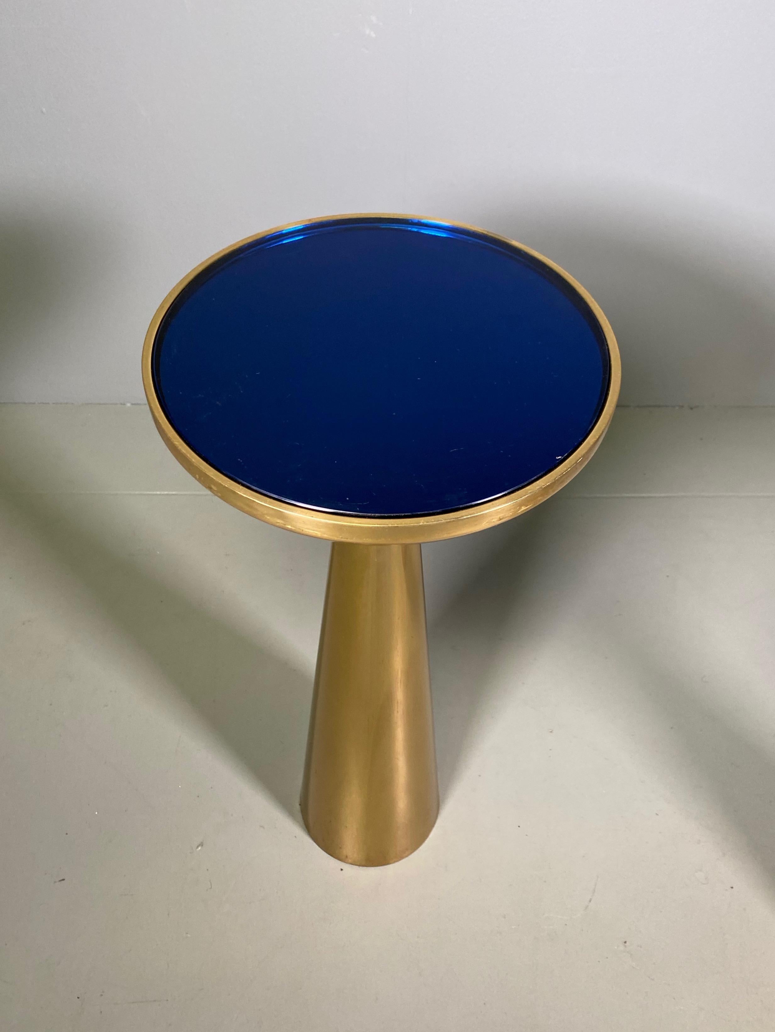 Pair of Italian Side Table in Brass and Top Glass Mid-Century Modern 3
