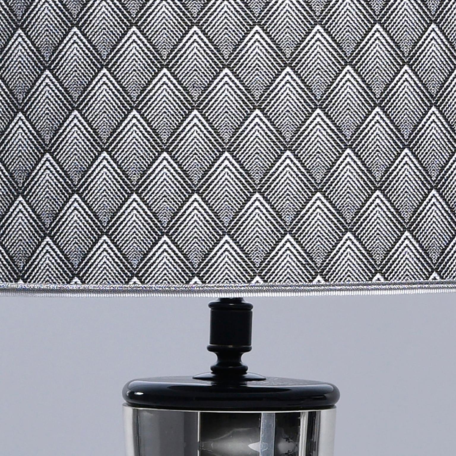 Paar italienische Lampen aus Silber und weißem Glas mit gemusterten Schirmen im Angebot 2