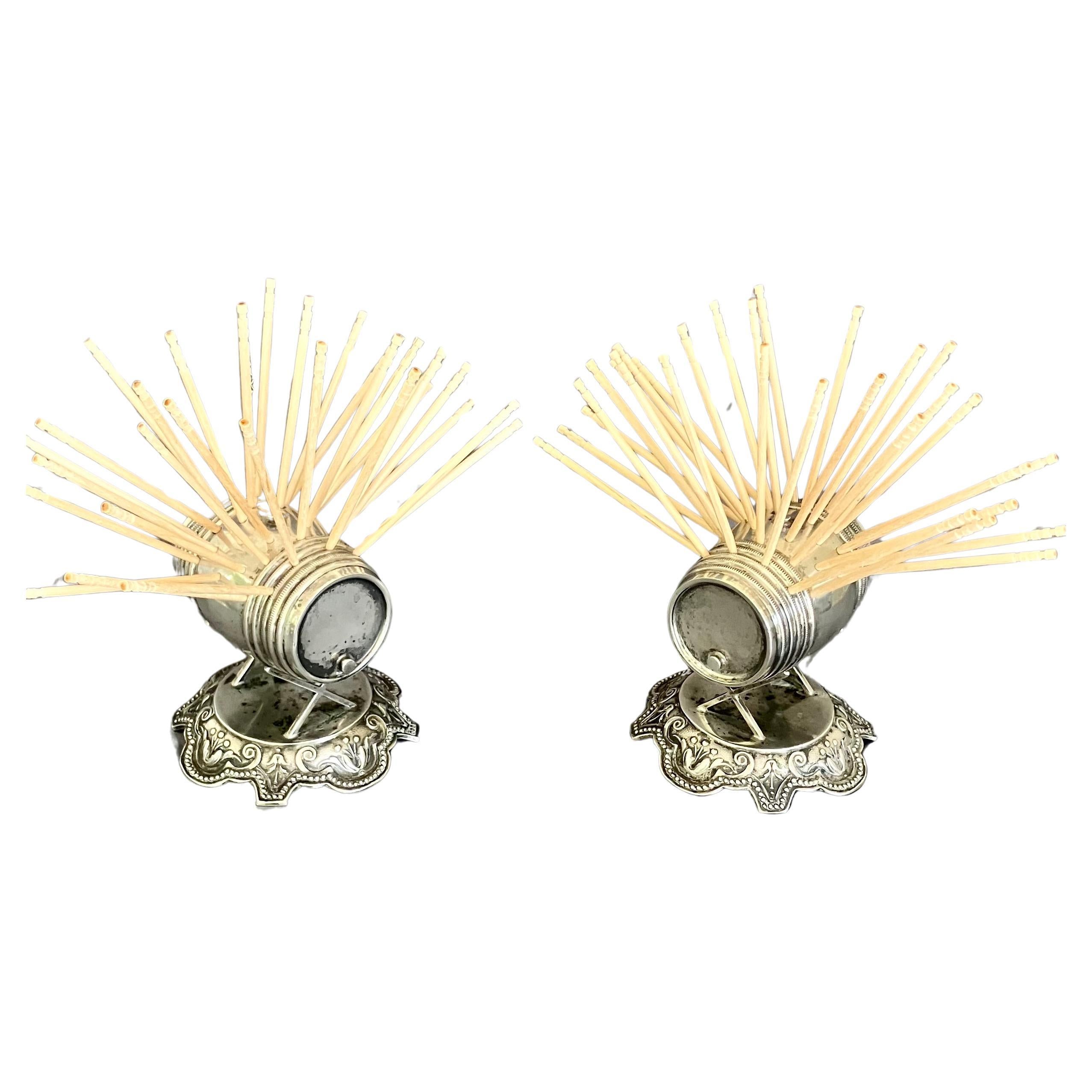 Paire de porte-cure-dents en argent italien pour bouteille de vin