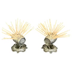 Pair Italian Silver Wine Cask Toothpick Holders
