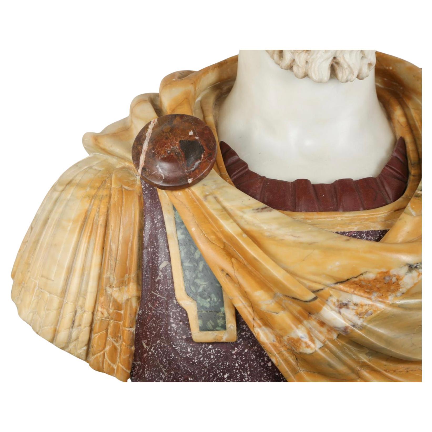  Pair Italian Specimen Marble / Hardstone Busts of Roman Emperors 6