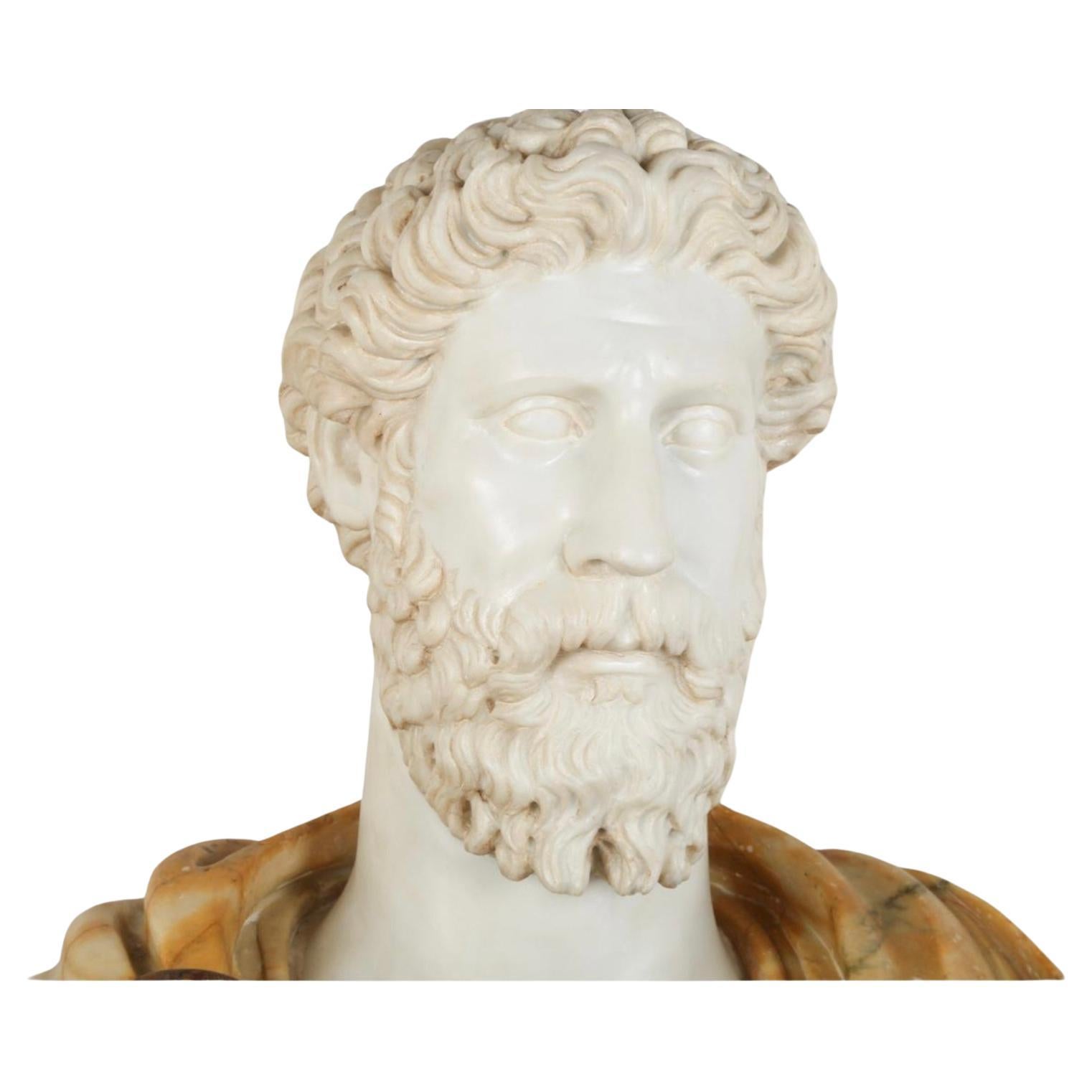  Pair Italian Specimen Marble / Hardstone Busts of Roman Emperors 7