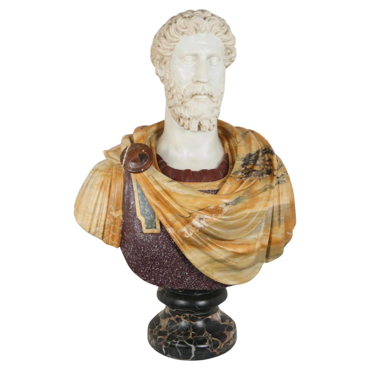  Pair Italian Specimen Marble / Hardstone Busts of Roman Emperors 8