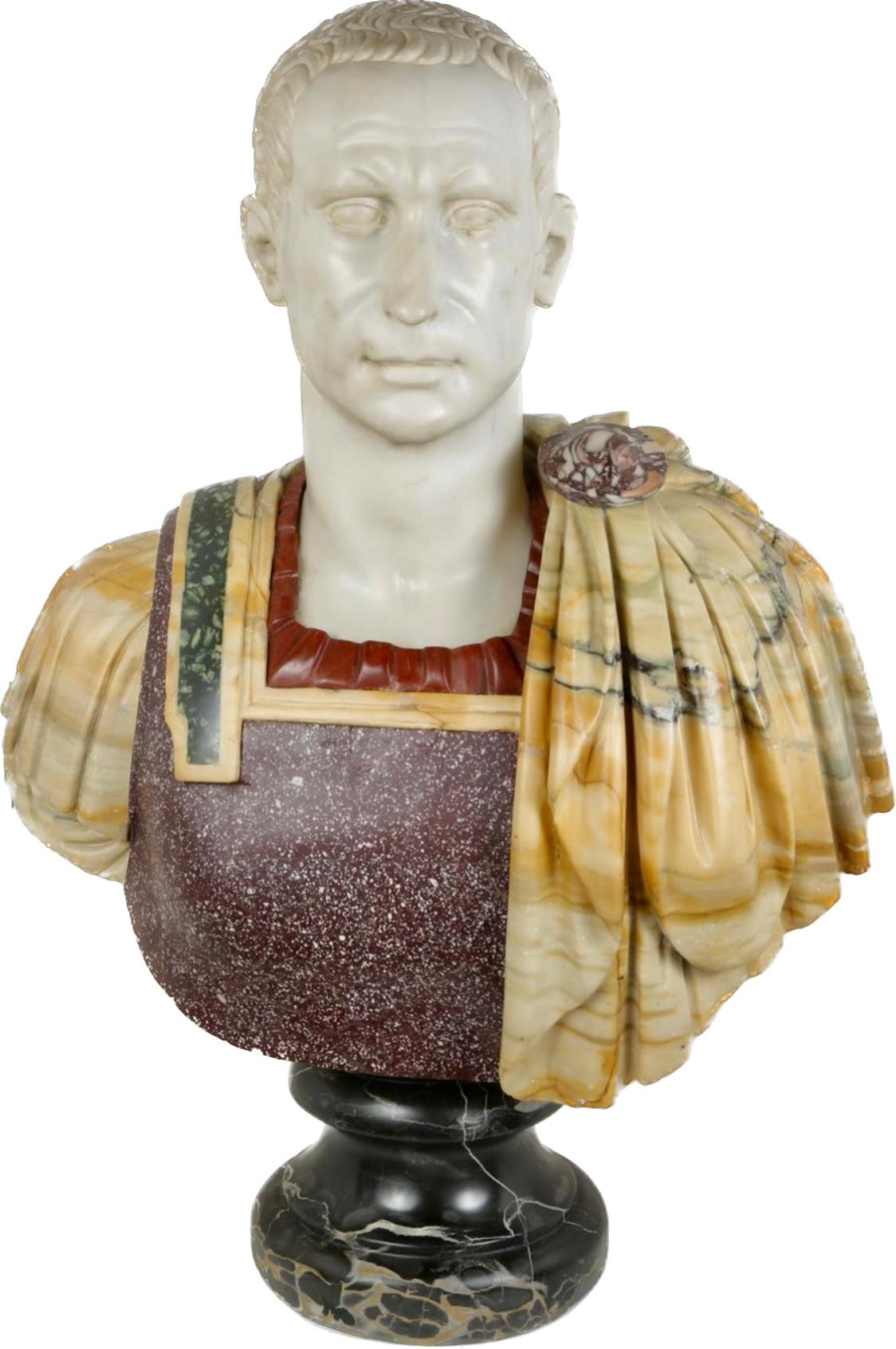  Pair Italian Specimen Marble / Hardstone Busts of Roman Emperors 10