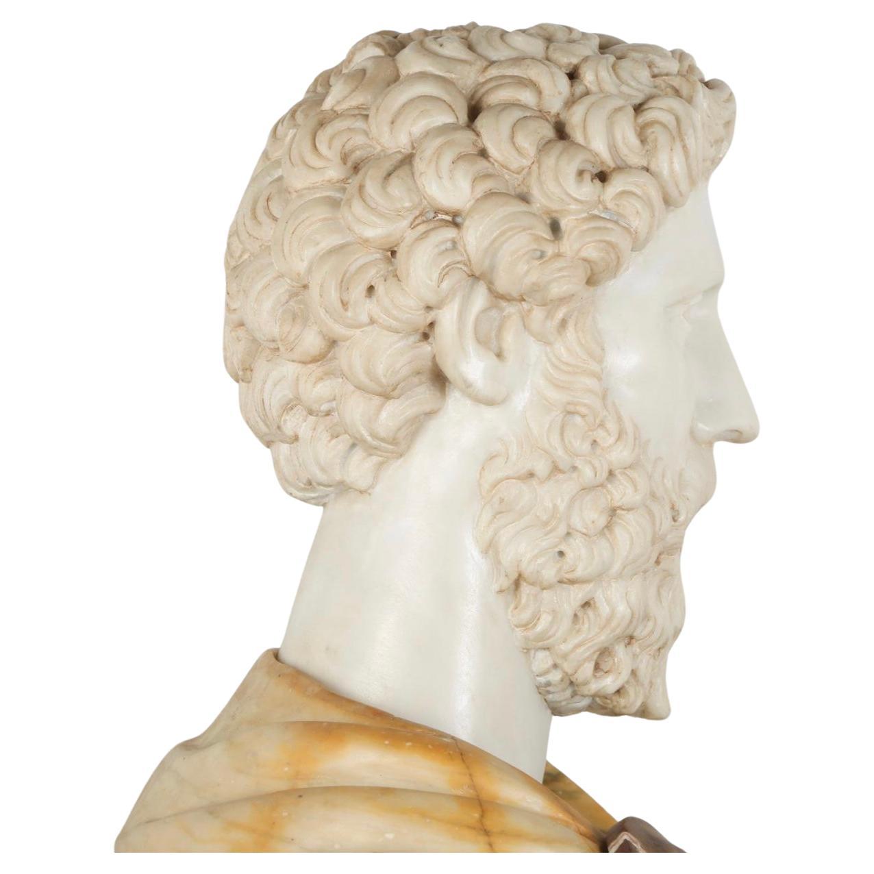  Pair Italian Specimen Marble / Hardstone Busts of Roman Emperors 3