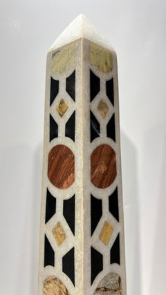 Pair Italian Specimen Marble Obelisks