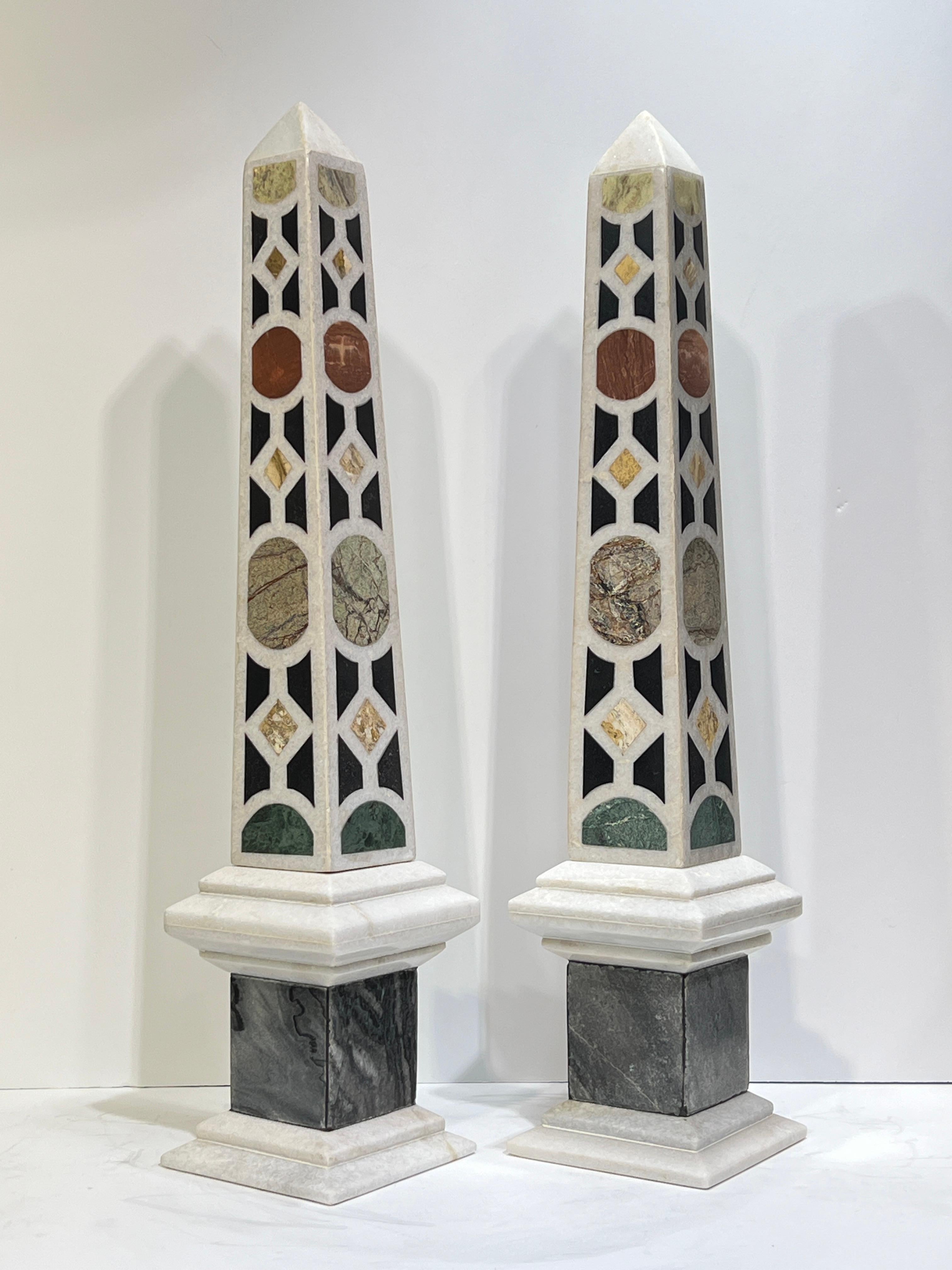Pair Italian Specimen Marble Obelisks In condizioni buone in vendita a New York, NY