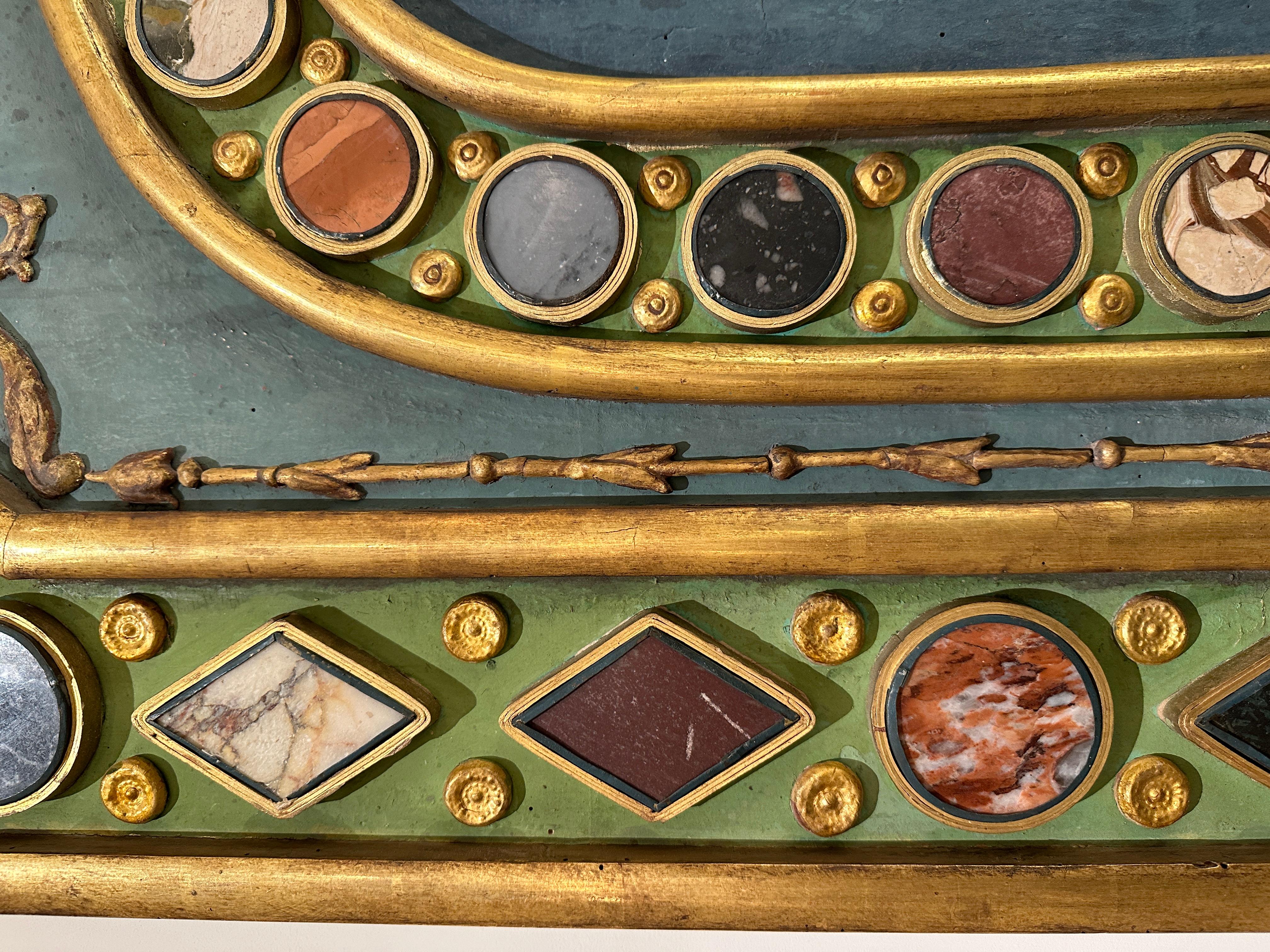 19th Century Pair Italian Specimen Marble, Porphyry, Polychrome and Gilt Wood Panels