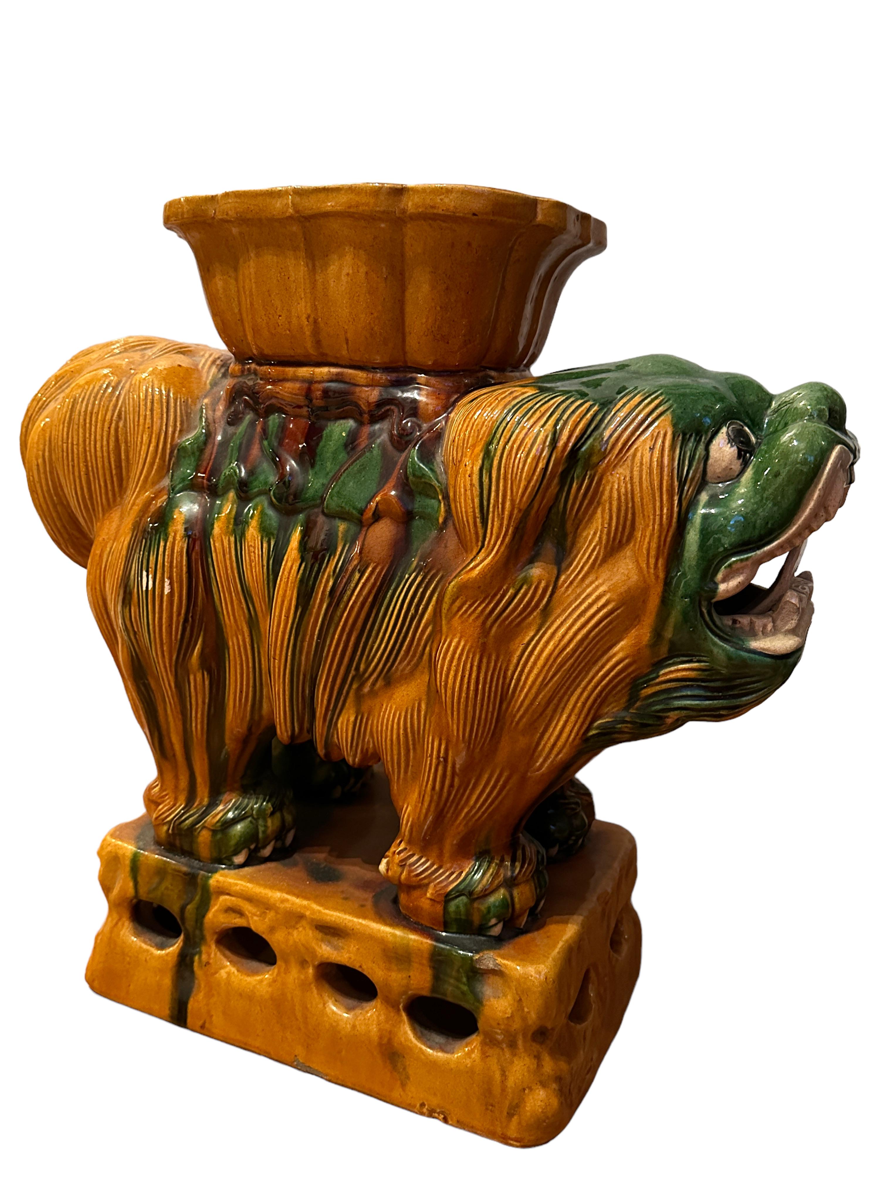 Pair Italian Terracotta Ceramic Foo Dog Garden Seats, Stools or Side Table 1960s For Sale 4