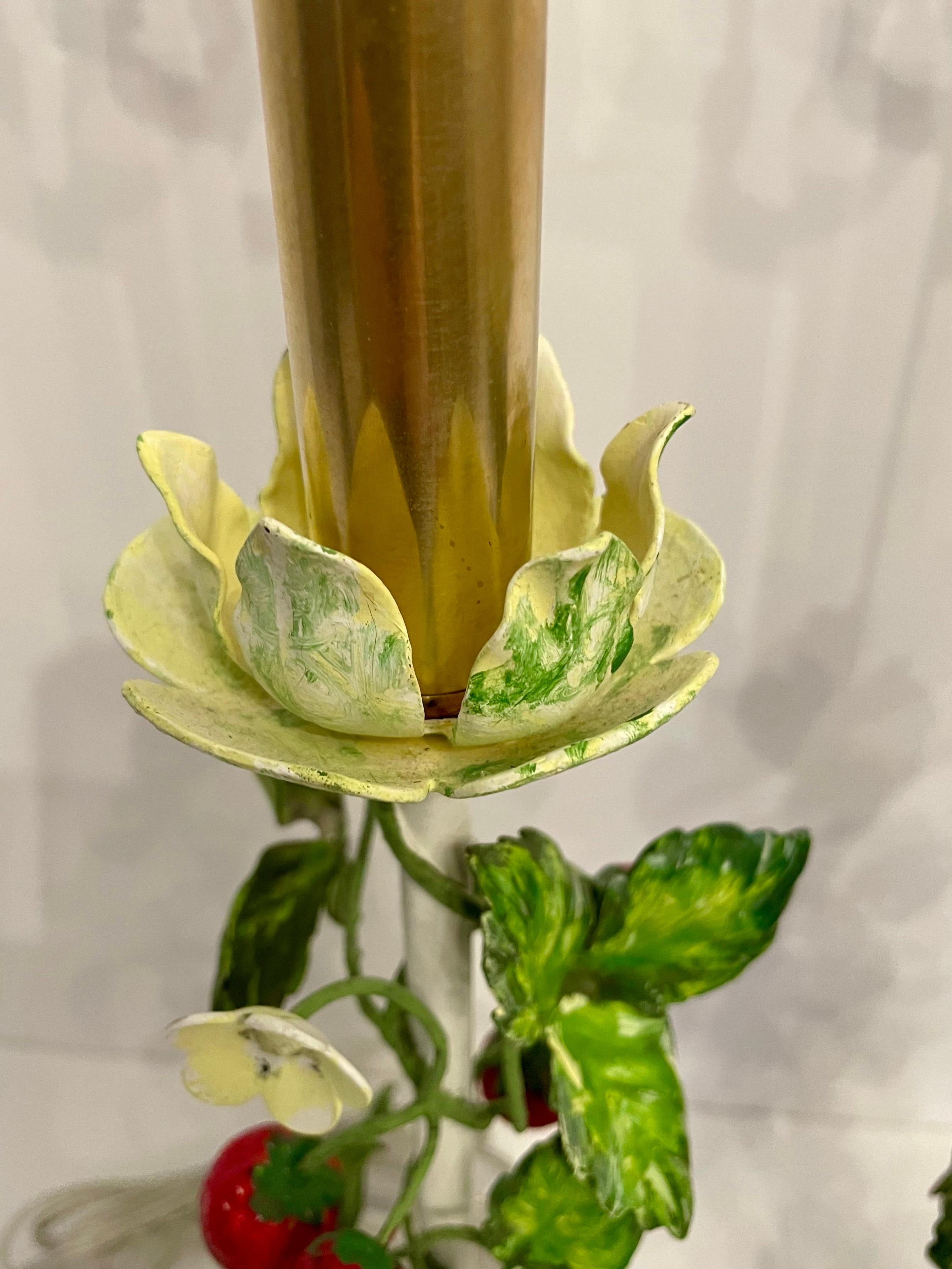 Pair Italian Tole Strawberry Lamps 6