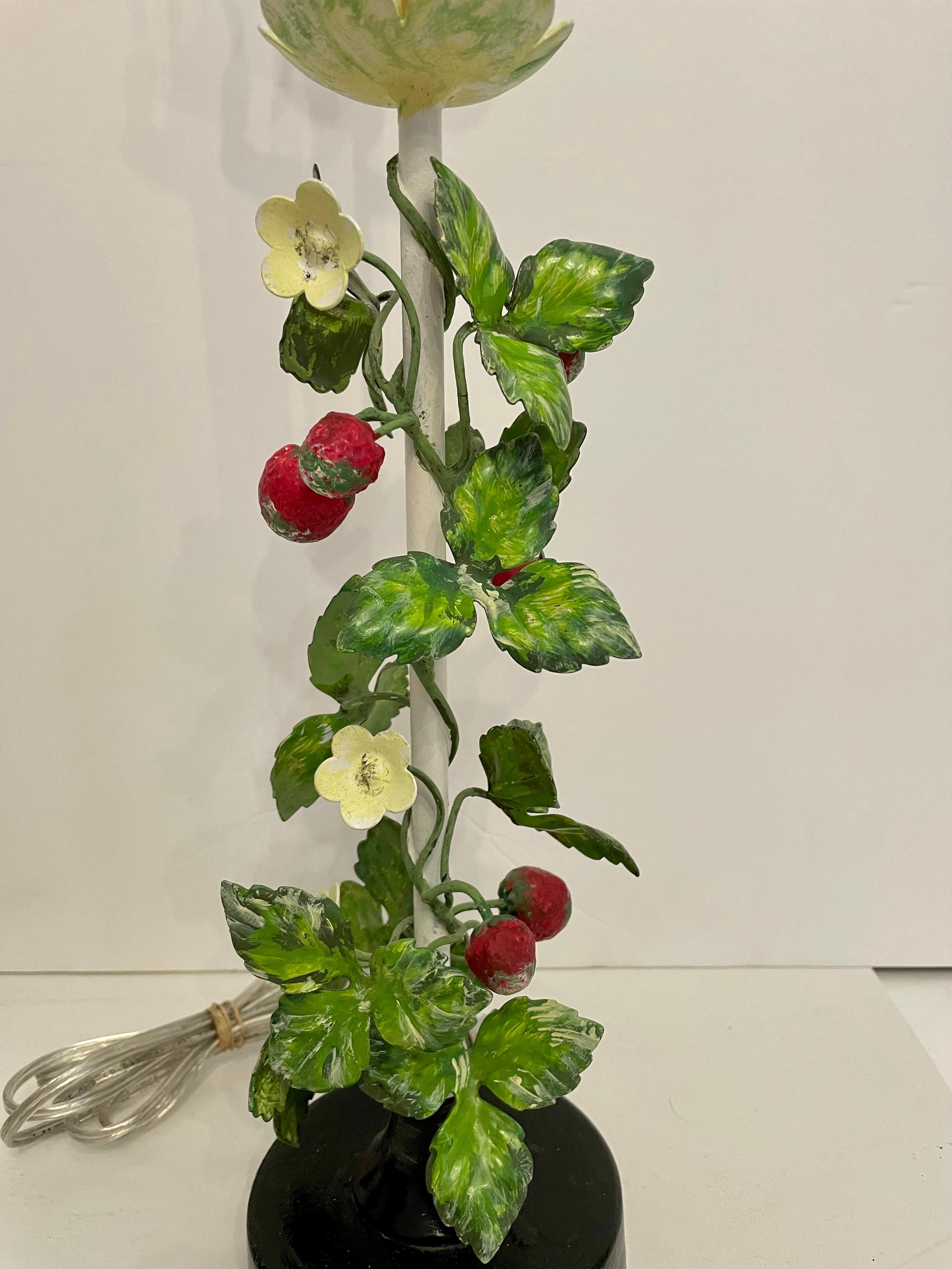 Pair Italian Tole Strawberry Lamps 1