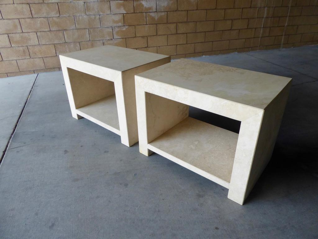 Post-Modern Pair of Italian Travertine 