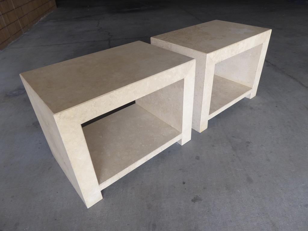 Polished Pair of Italian Travertine 