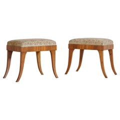 Pair Italian, Tuscany, Neoclassic Light Walnut Benches, 2nd Quarter 19th Cen.