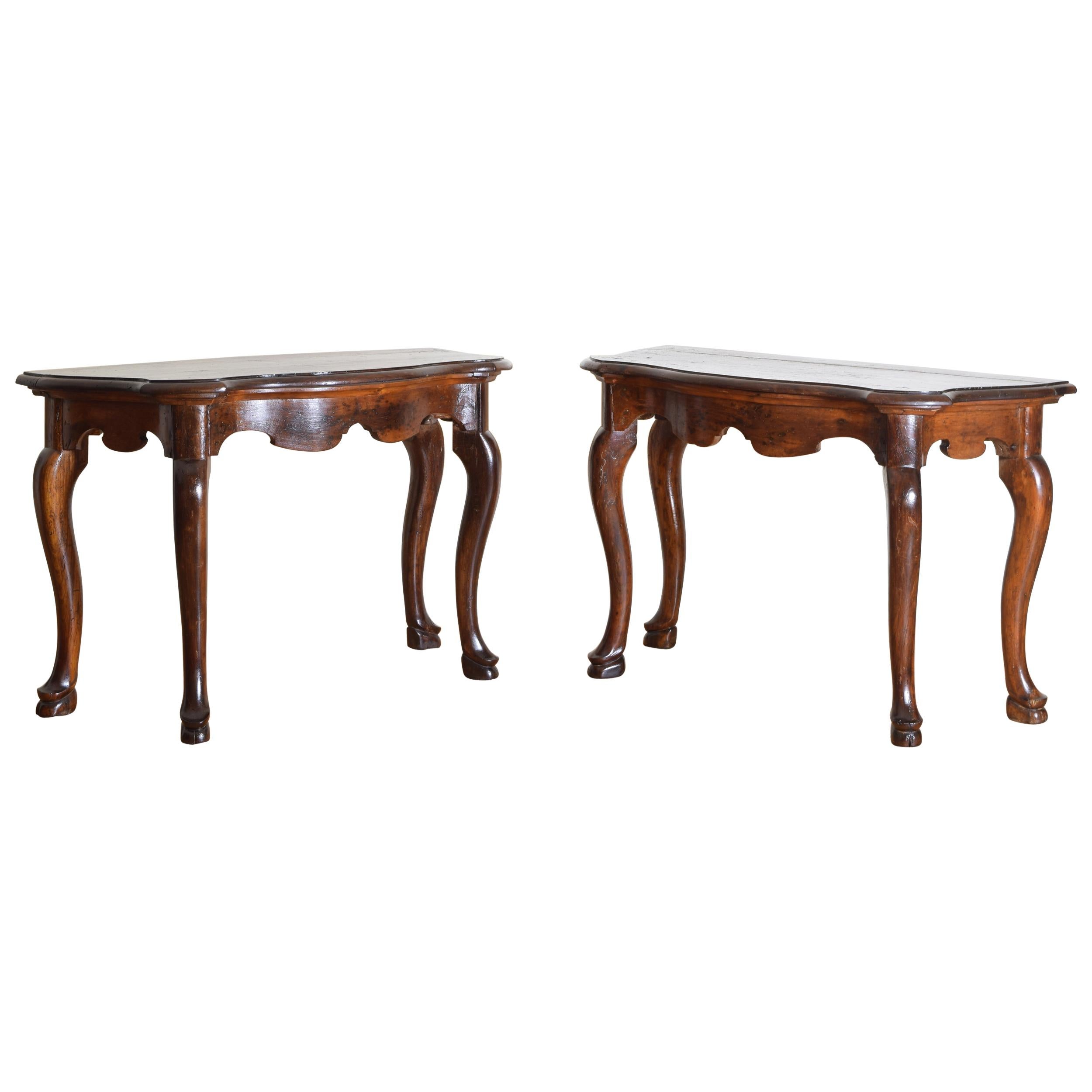 Pair of Italian, Tuscany, Walnut Console Tables from the Mid-18th Century
