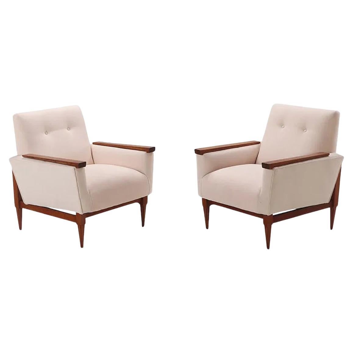 Pair Italian upholstered lounge chairs