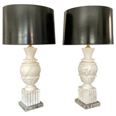 Pair of Italian Urn Neoclassic Alabaster Table Lamps