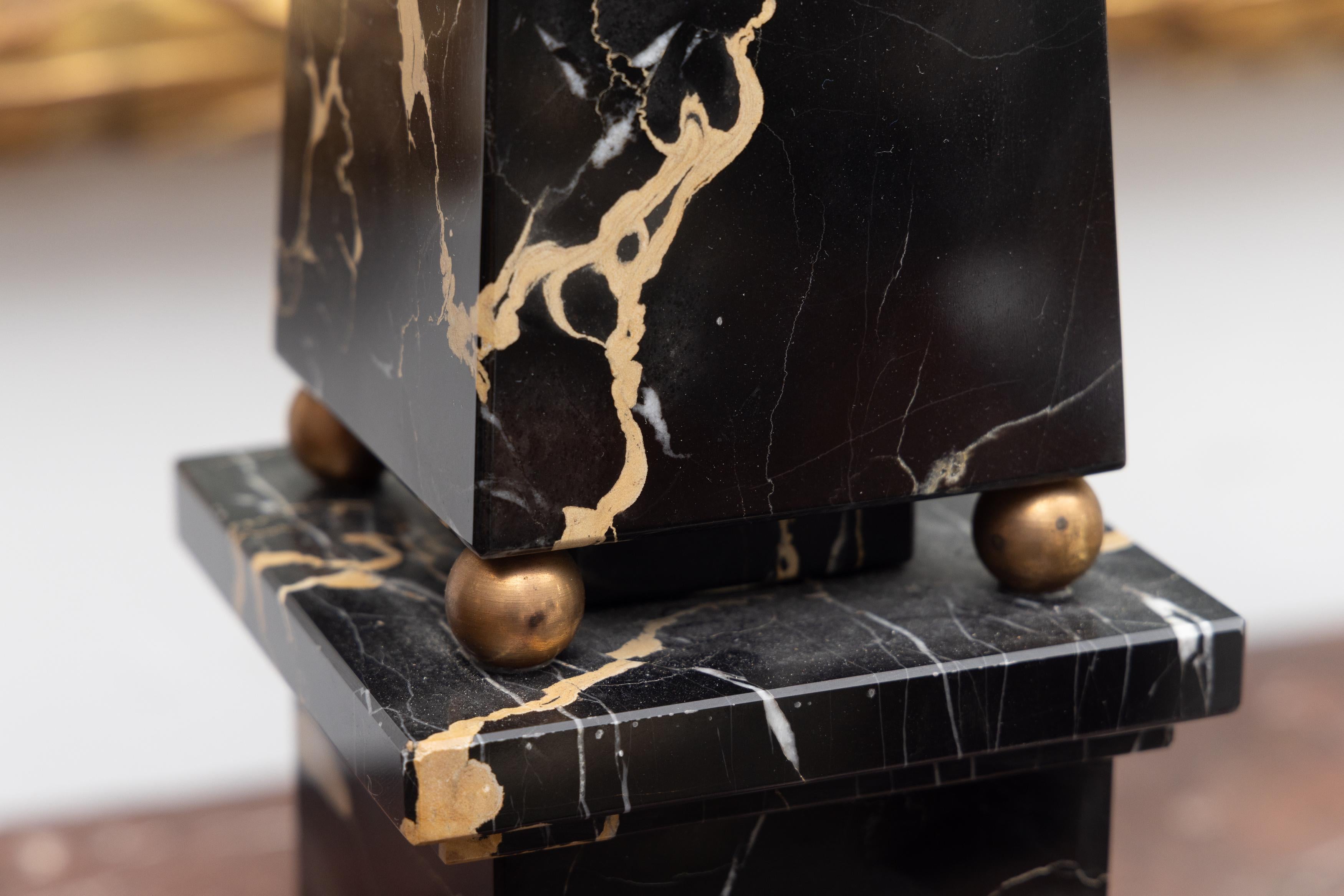 Pair Italian Vareigated Marble Obelisks For Sale 1